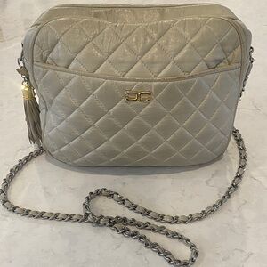 AL & PHIL Paris Quilted Chanel style beige/cream Crossbody Bag with long chain